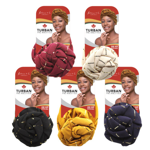 KIM &amp; C Premium Pre-Knotted Turban with Gold Line
