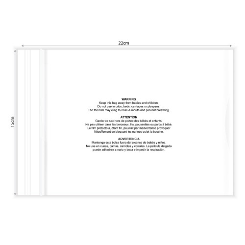 KIM &amp; C Zipper Poly Bags with suffocation warning notice (100pc/pk)