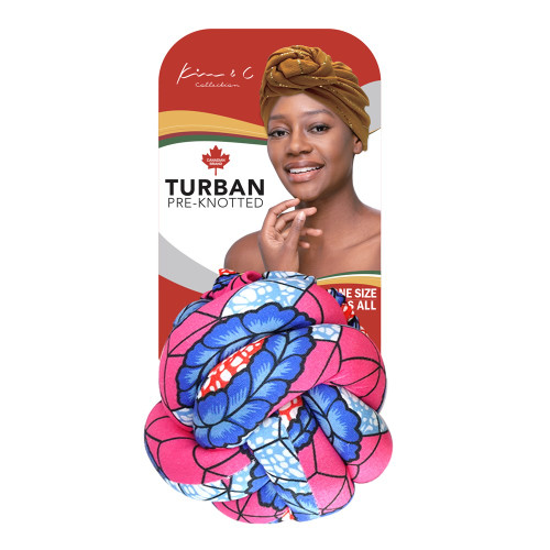 KIM &amp; C Premium Pre-Knotted Turban with African Pattern