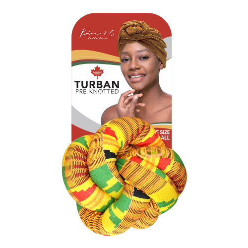 KIM &amp; C Premium Pre-Knotted Turban with African Pattern