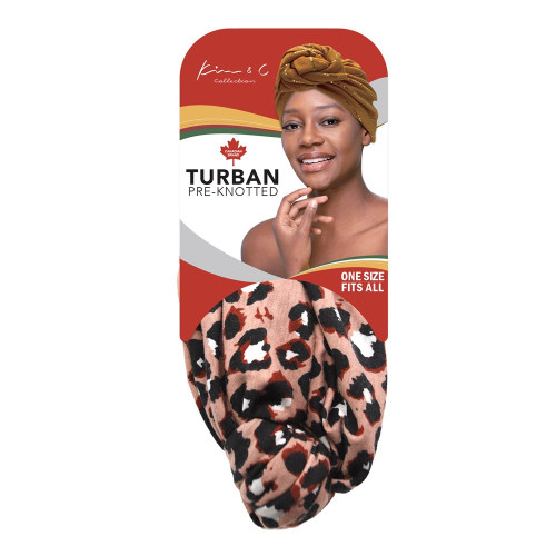 KIM &amp; C Premium Pre-Knotted Turban with Animal Pattern