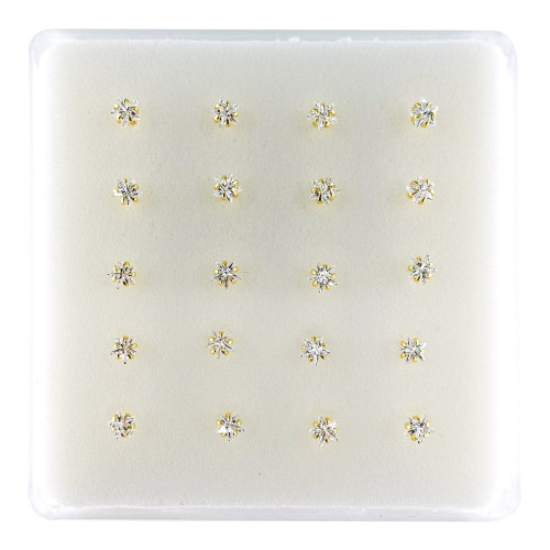INTERVISION 925 Silver Nose Stud with Cubic Zirconia, no tip, 3mm  19009-9AST (20pcs)