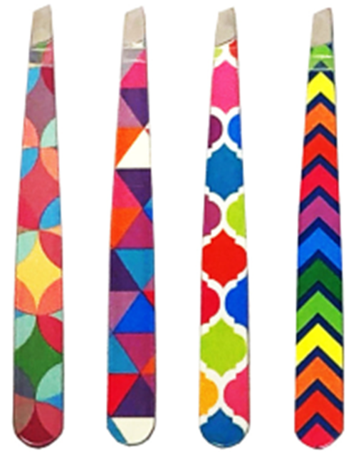 DENCO GEO Assorted Pattern Slant Tip Tweezers