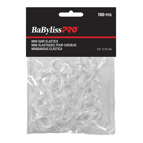 BabylissPRO Mini Hair Elastics 100/pack – Clear