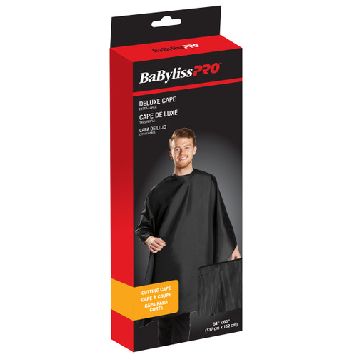 BabylissPRO Deluxe Cutting Cape with Self-Adhesive Neck Closure – Black