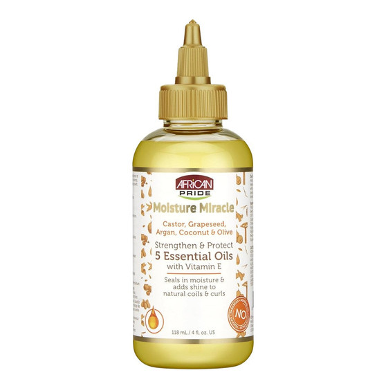 AFRICAN PRIDE Moisture Miracle Castor, Grapeseed, Argan, Coconut &amp; Olive Essential Oil (4oz)