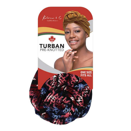 KIM &amp; C Premium Pre-Knotted Turban with Modern Stitch Pattern