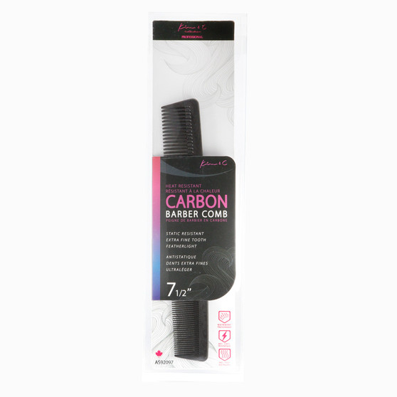 Kim &amp; C Carbon Barber Comb 7 1/2inch
