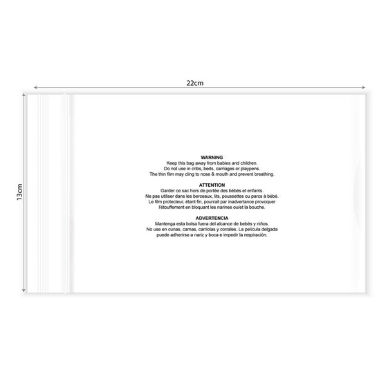 KIM &amp; C Zipper Poly Bags with suffocation warning notice (100pc/pk)