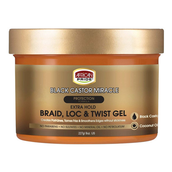 AFRICAN PRIDE Black Castor Miracle Braid Loc &amp; Twist Gel (8oz)