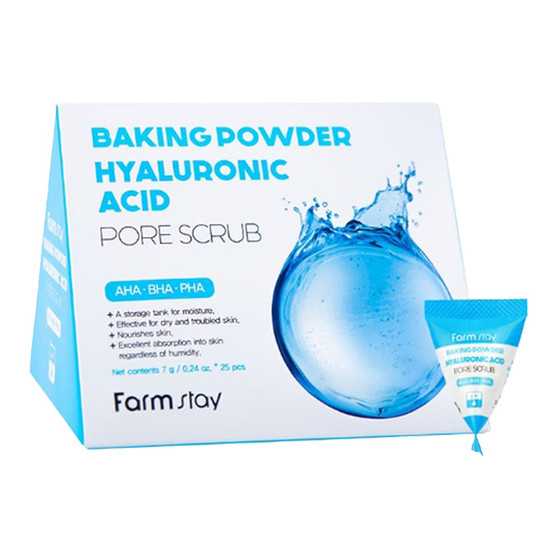 FARMSTAY Baking Powder Hyaluronic Acid Pore Scrub (0.24oz*25)