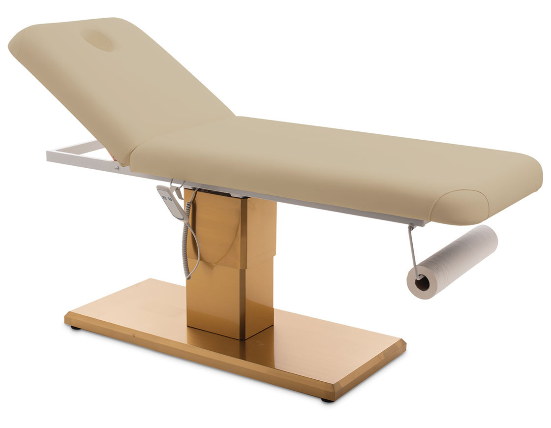 Esthetix Arabella electric beauty bed, taupe/gold, view 1