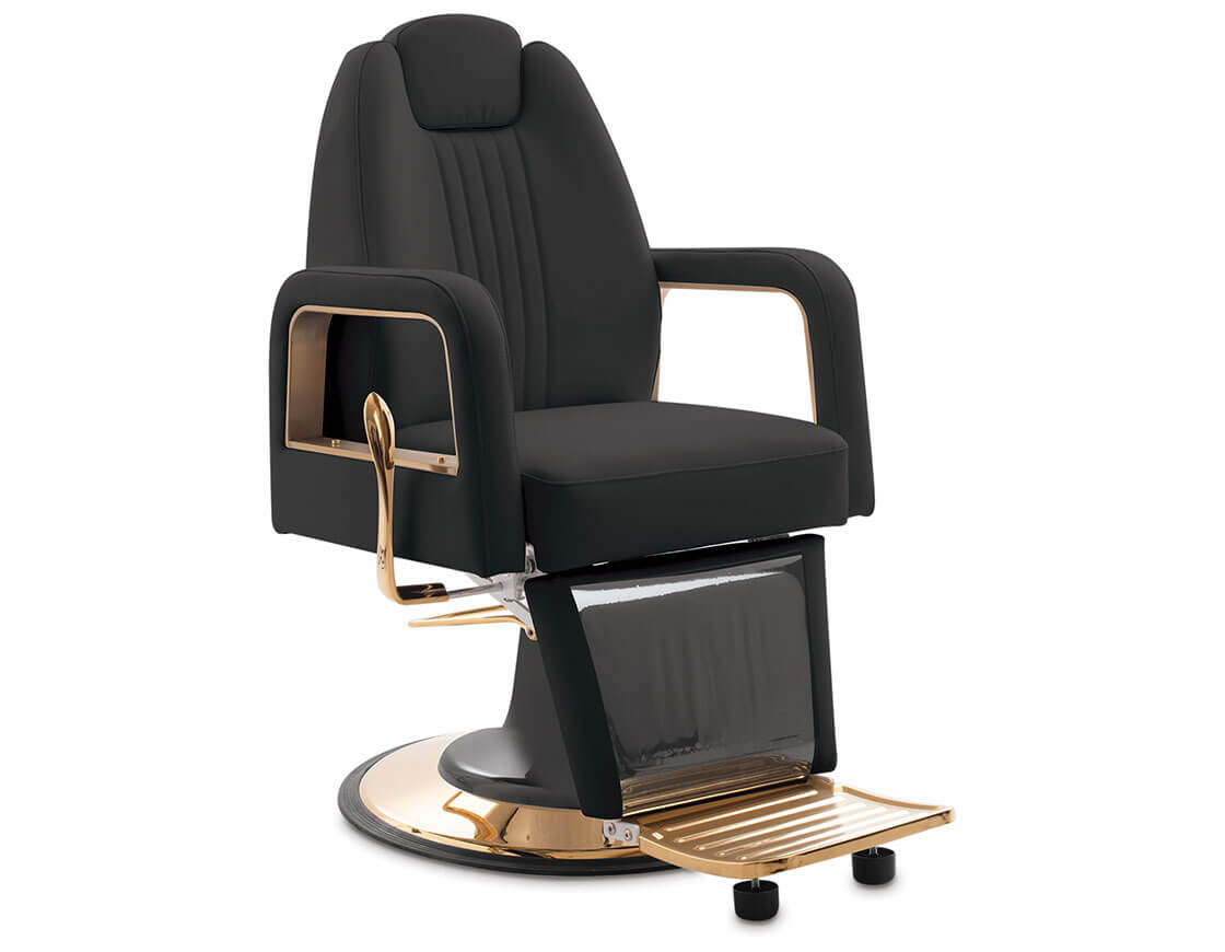 Esthetix Leonardo beauty/barber chair, black/gold - Ellisons