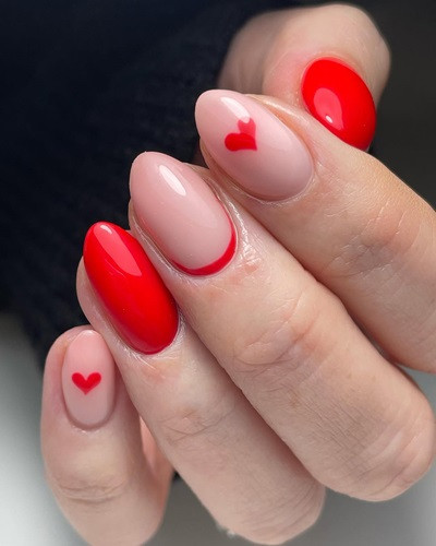 Nails with Rouge Gradient Hearts 2025