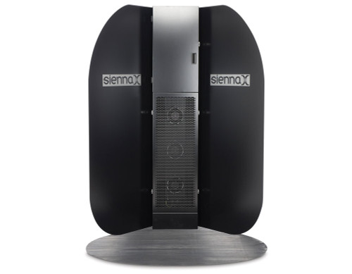 Sienna X Debut spray tanning booth in black with Sienna X branding.