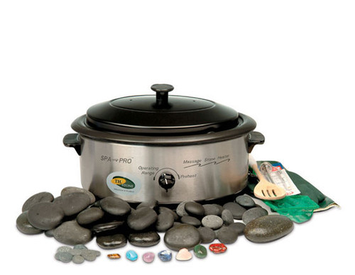 Stone massage kit for online training course with stone heater and massage stones. Stone massage kit for online training course with stone heater and massage stones.