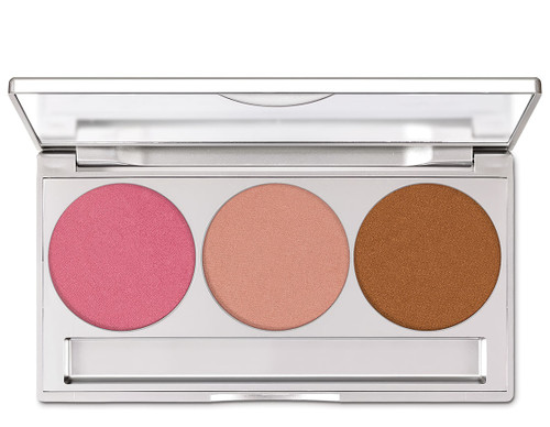 Kryolan glamour glow magnetic palette trio 1 with 3 colours in a clear palette.