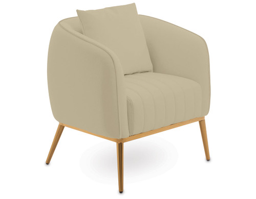 Esthetix Lia client chair in taupe/gold with a taupe cushion.