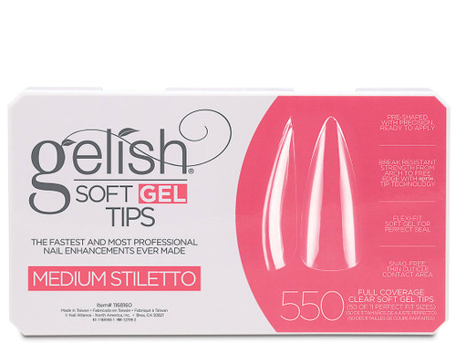 Gelish soft gel tips, medium stiletto (550)