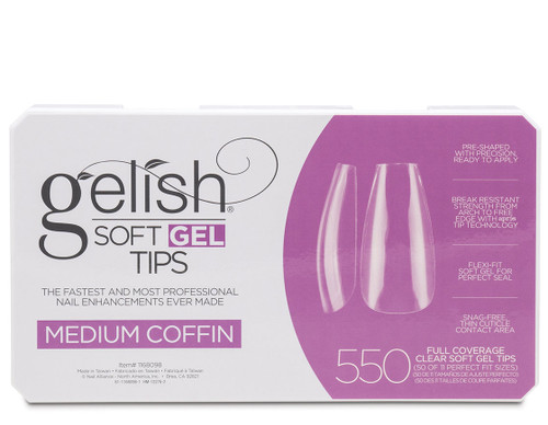 Gelish soft gel tips, medium coffin (550)