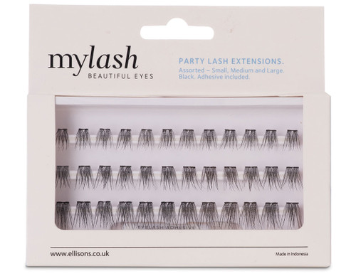 Mylash cluster flare lashes in sizes S/M/L in a cream white box.