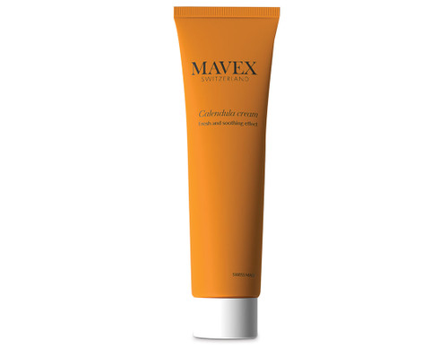 MAVEX arnica gel 100ml orange tube with a white cap on a white background.