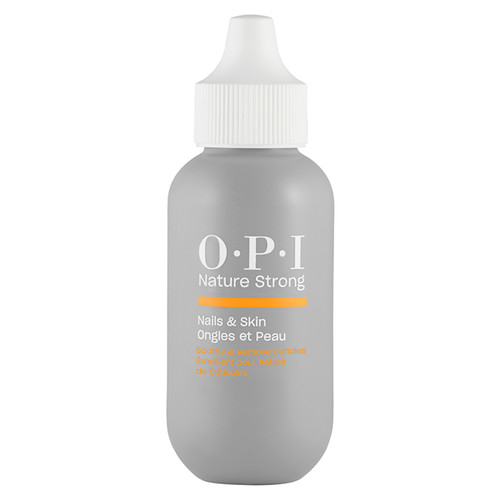 Grey 50ml bottle of OPI Nature Strong Soothe & Remove Cuticles, featuring a white twist cap.