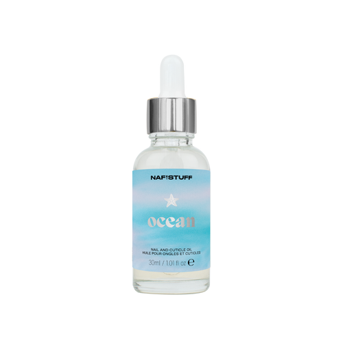 NAF! PRO nail and cuticle oil 30ml in scent Ocean with a silver and white cap.