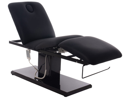 Esthetix Aria electric beauty bed, black/black titanium folded up