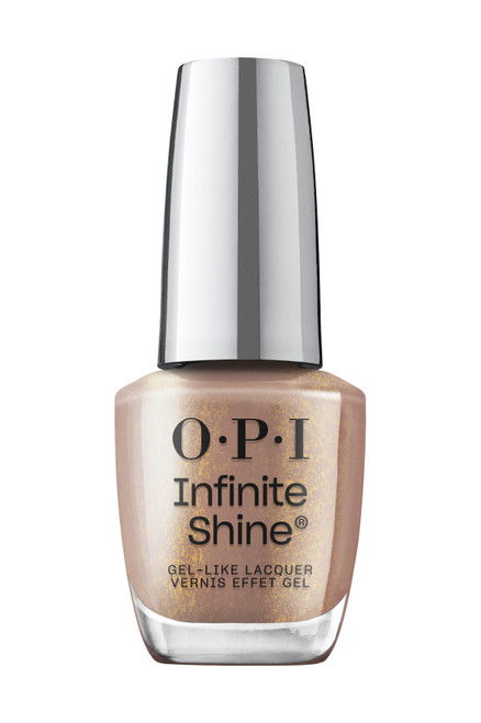 OPI Infinite Shine nail lacquer 15ml bottle in shade Track Suited Cutie with a silver cap.