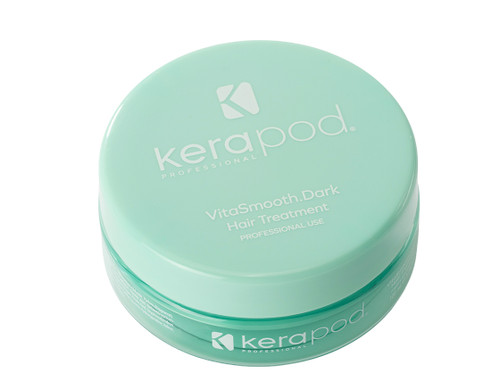Kerapod VitaSmooth for Dark hair in a 100ml light green tub.