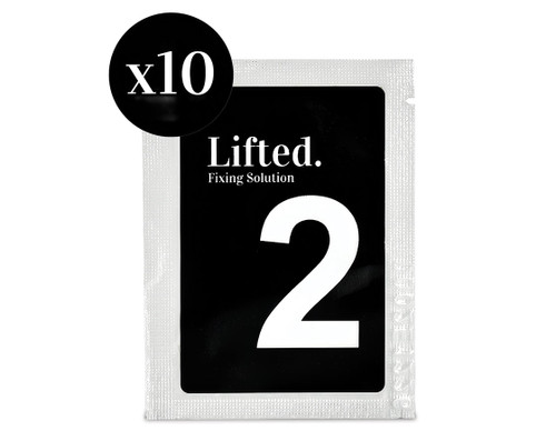 LASHBASE Lifted. fix 2 with cysteamine black sachet x10 on a white background.