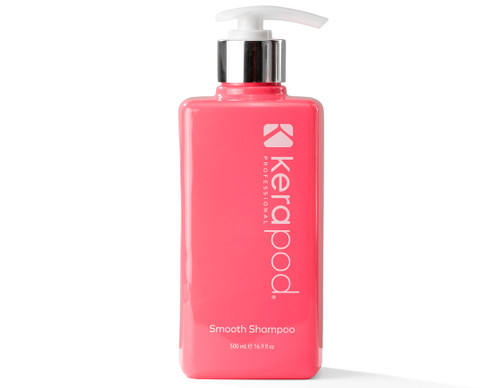 Kerapod Smooth shampoo 500ml pink bottle  with a white dispenser cap.