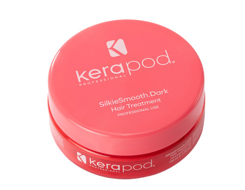 Kerapod SilkieSmooth for Dark hair in a 100ml pink tub with Kerapod branding.