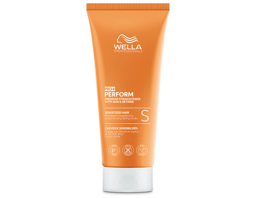 Wella Pro+ Perform straightening cream in 200ml orange tube for sensitised hair.