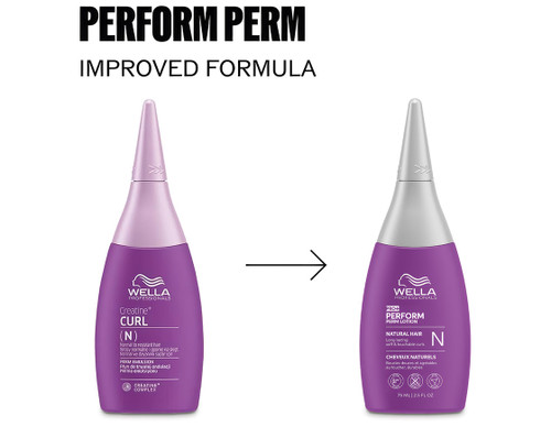 Wella Pro+ Perform perm lotion in 75ml purple bottle for natural hair.