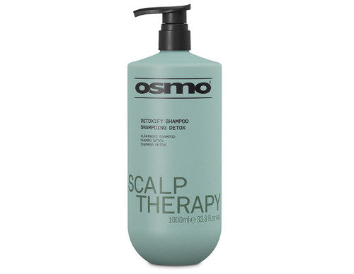 OSMO scalp therapy detoxify shampoo in a green 1L bottle with a black dispenser cap.
