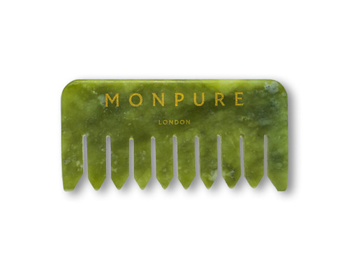 Monpure heal and energise jade comb in green on a white background.