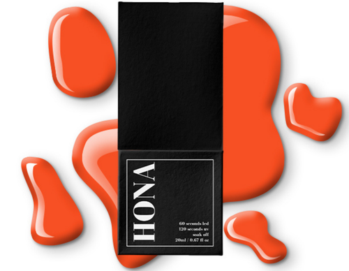 HONA gel nail polish 20ml, Sunset Ridge orange swatch
