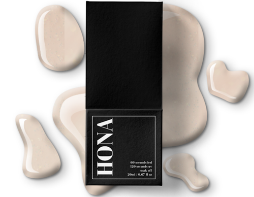 HONA gel nail polish bottle 20ml, Downtown nude swatch