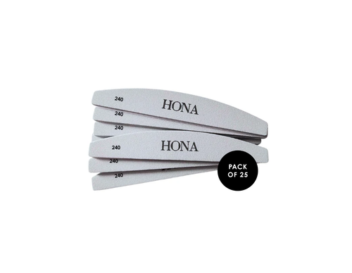 HONA nail file 240/240 grit nail files with HONA branding on a white background.