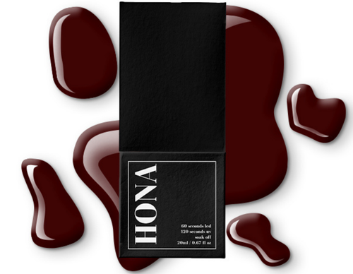 HONA gel nail polish 20ml, Vamp dark red swatch