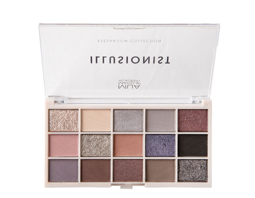MUA Eyeshadow palette 12g containing 15 colours in the shade, Illusionist.