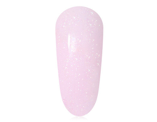 The GelBottle Inc BIAB™ builder gel nail swatch in the light pink shimmery shade, Plush.