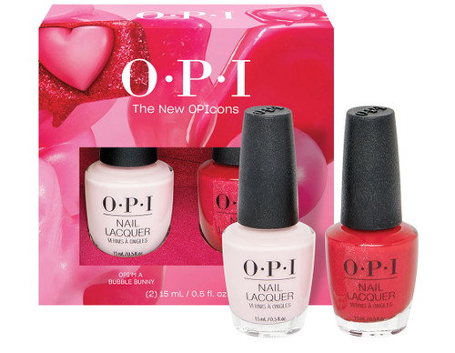 OPI nail lacquer duo pack #2 containing 2 nail polish colours, one white and one red.