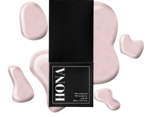 HONA gel nail polish in a 20ml bottle in the light pink shade, Quartz.