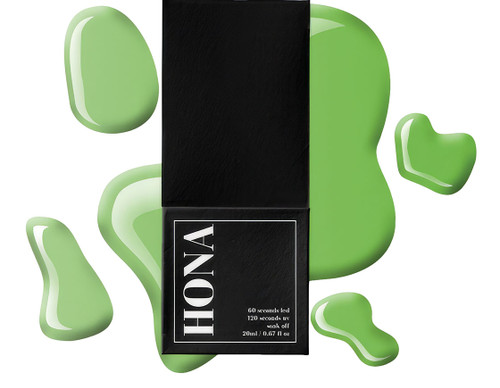HONA gel nail polish in a 20ml bottle in the green shade, Fae.