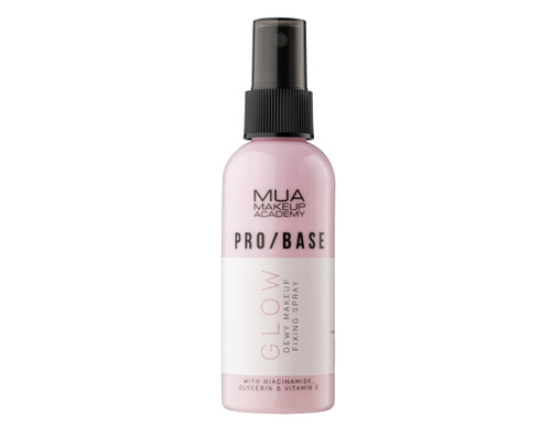 MUA Makeup Academy pro/base glow dewy fixing spray 70ml bottle with a black cap.