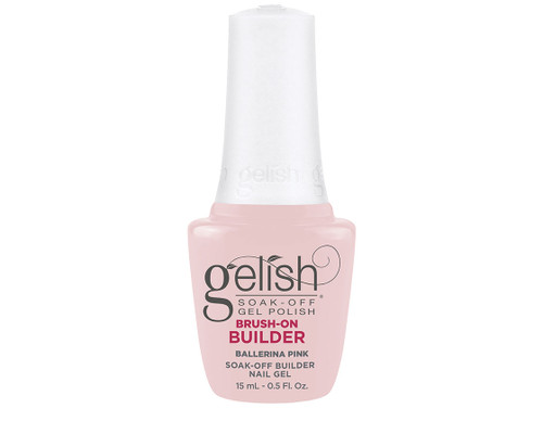 Gelish HEMA-free brush on builder gel in a 15ml bottle for the shade, Ballerina Pink.