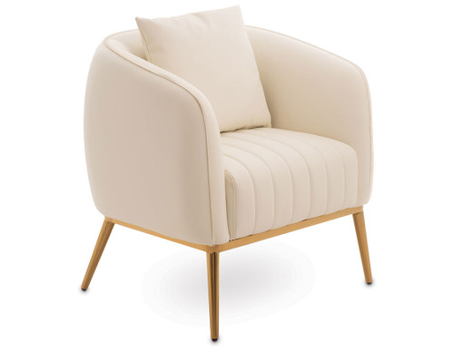 Esthetix Lia client chair in white/gold with a white cushion.
